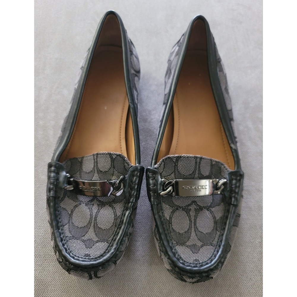 Coach Women's Olive Monogram Jacquard Horsebit Loafers Size 7.5B